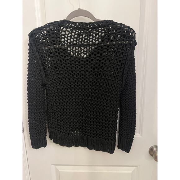 SONIA RYKIEL Women's Black FullZip Sequin Fishnet Mesh Cardigan Whimsygoth Fairy - Picture 2 of 8